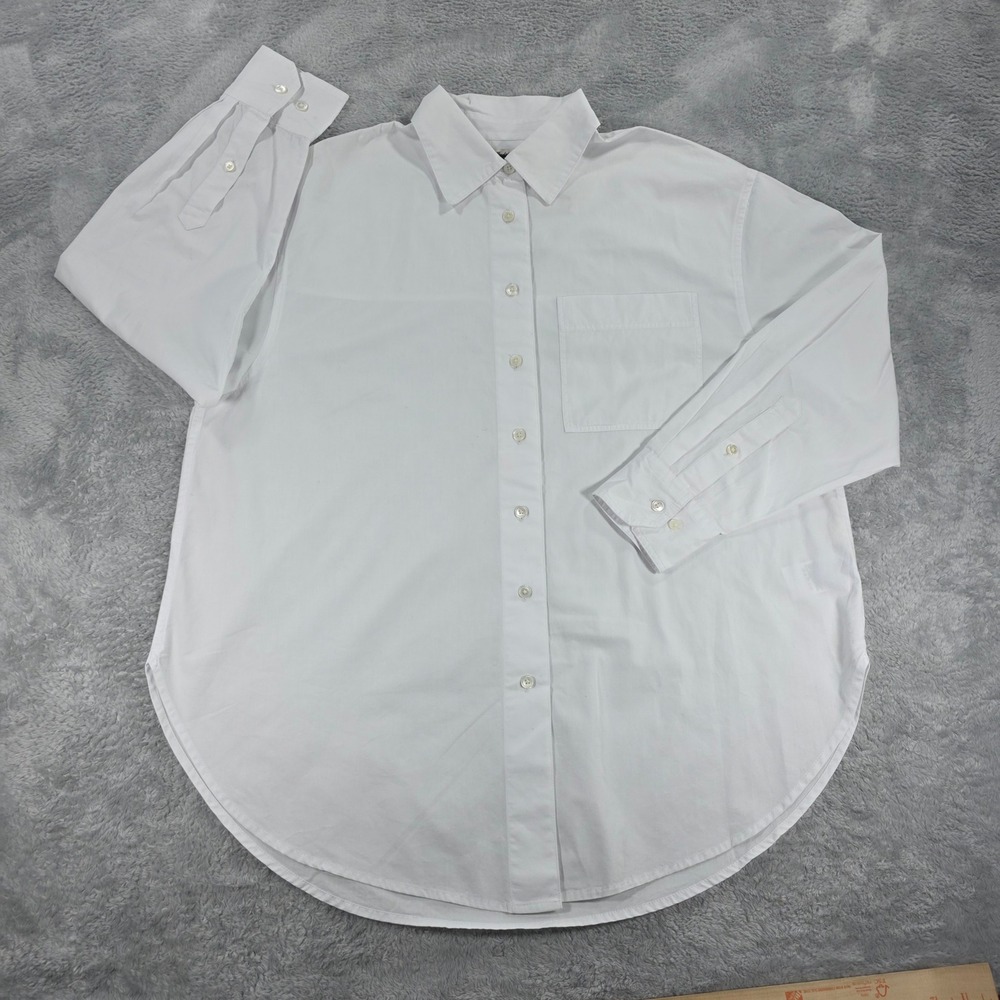 Madewell Oversized Button Up Shirt Cotton Hip Length White Small Womens NWT - Picture 2 of 10